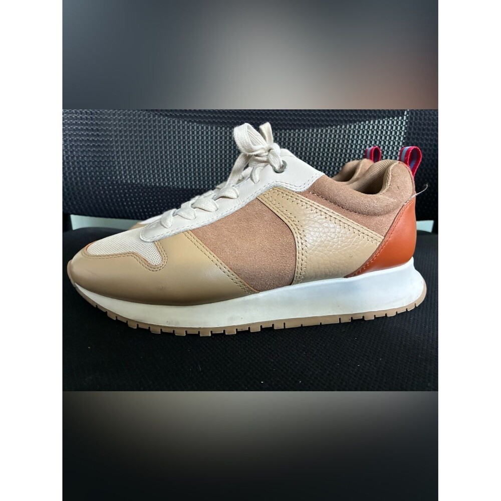 J.MCLAUGHLIN Emerson Tan Leather & Suede Summer Sneaker Shoe Sz 7